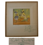 Walt Disney Signed Animation Cels of Donald Duck & José Carioca From Saludos Amigos -- Signed Mat Measures 14 x 15 -- With Phil Sears COA & Courvoisier Galleries Label